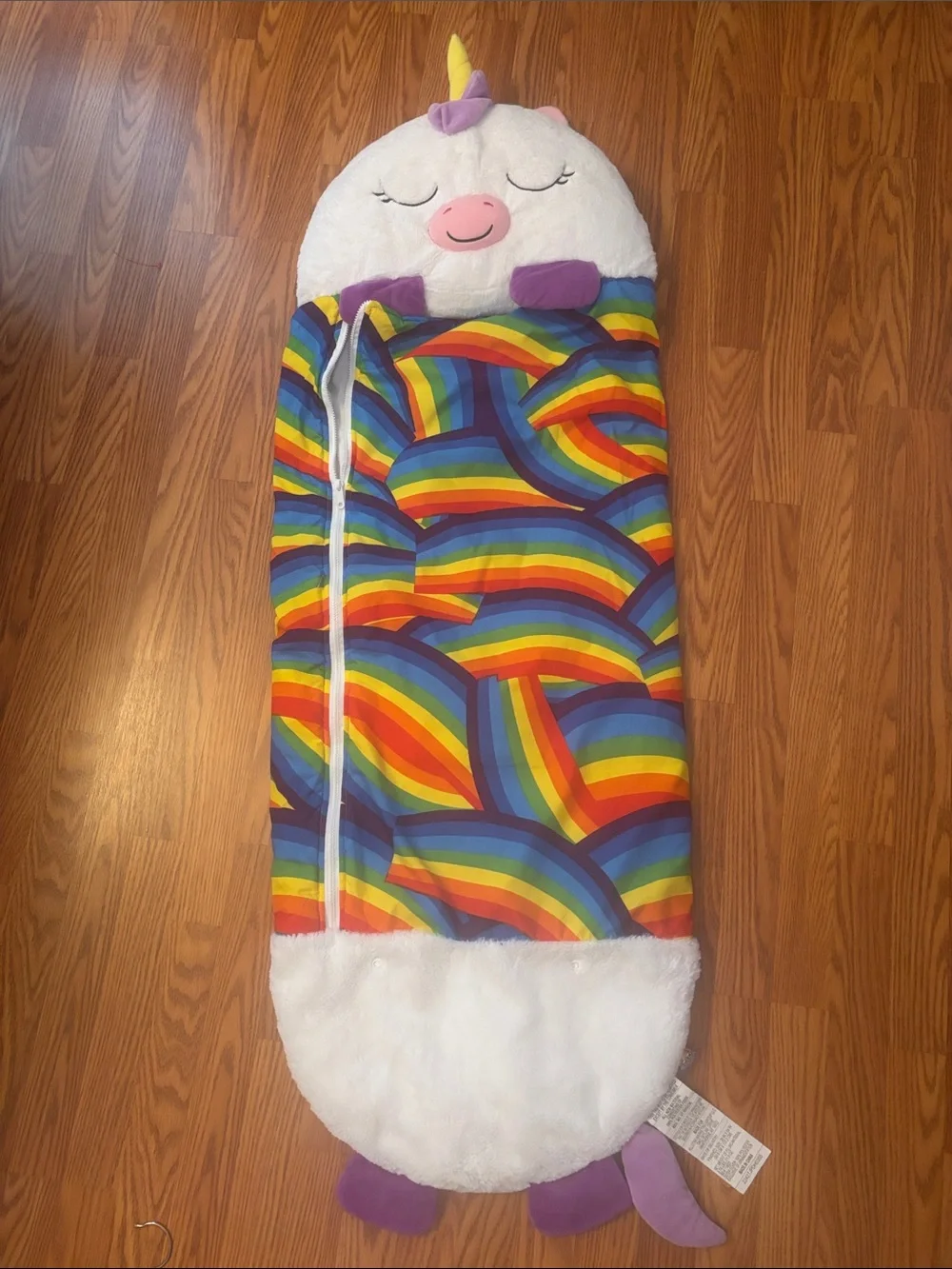 Happy Napper- Kids Rainbow Unicorn Sleeping Bag - White & Multi